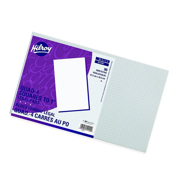 Bloc de papier blanc quadrillé