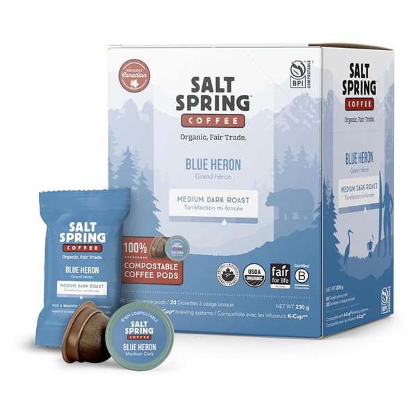 Salt Spring™ Blue Heron Medium Dark Roast Coffee Pods