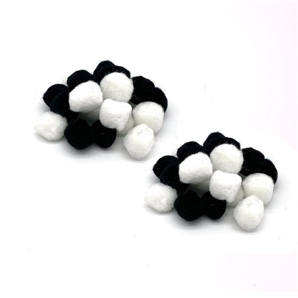 Pompons 0,5 po - Noir et blanc