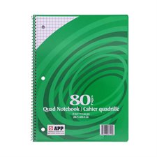 Cahier quadrillé de 80 pages à reliure spirale à trois trous 