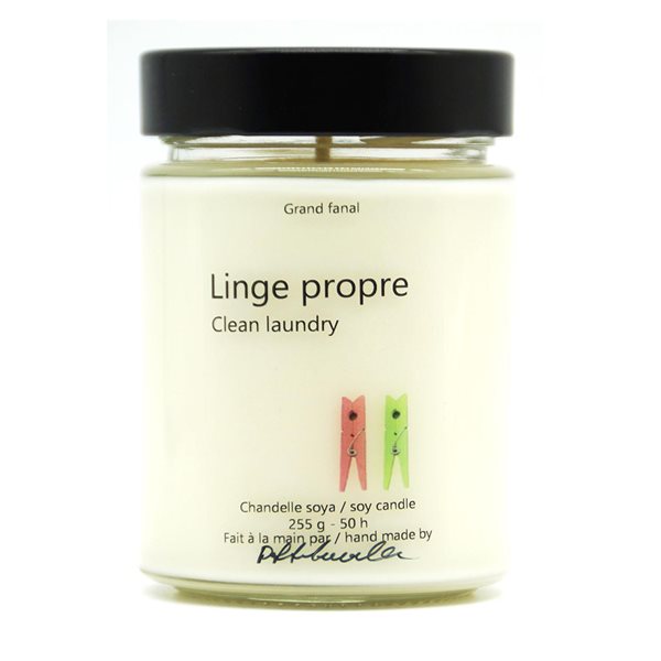 Bougie de soya Linge propre