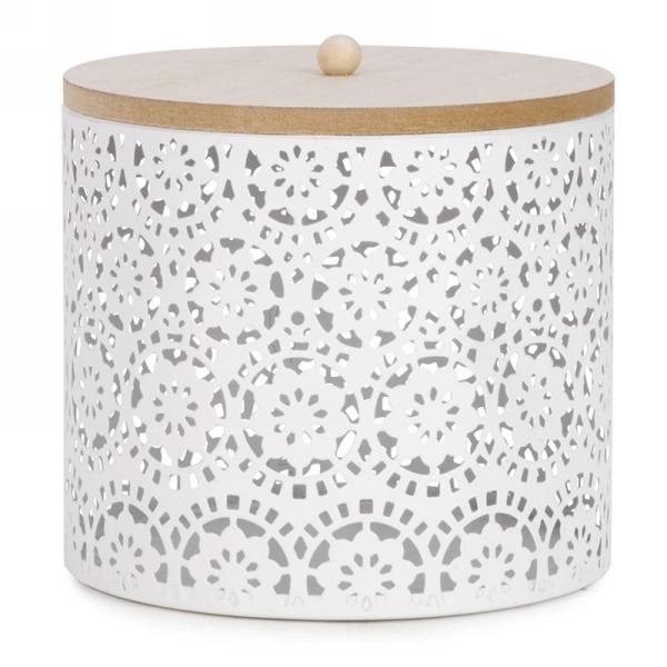 Metal Storage Jar - White