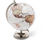 Glossy World Globe on Stand - White / Silver