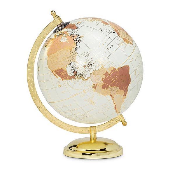 World Globe on Stand - Ivory / Peach