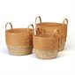 Round Straw Basket - Rust and Natural - Medium