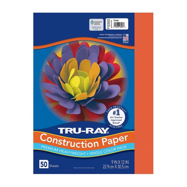 Heavyweight Construction Paper - 9 x 12 in - Orange 