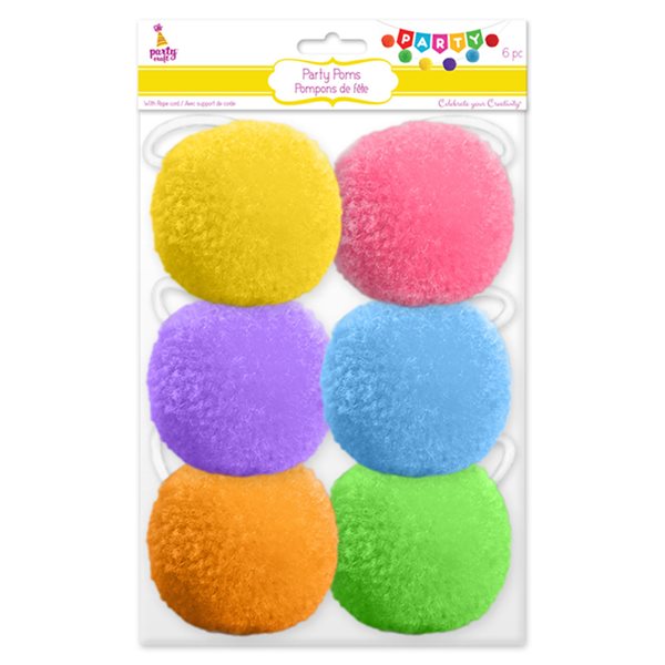 Pompons géants avec crochet couleur primaire