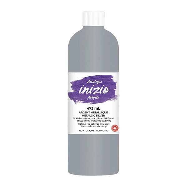 Peinture acrylique Inizio 473 ml - Argent métallique