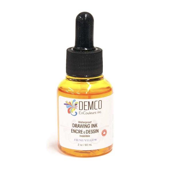 Encre à dessin imperméable Demco 60 ml - Jaune 