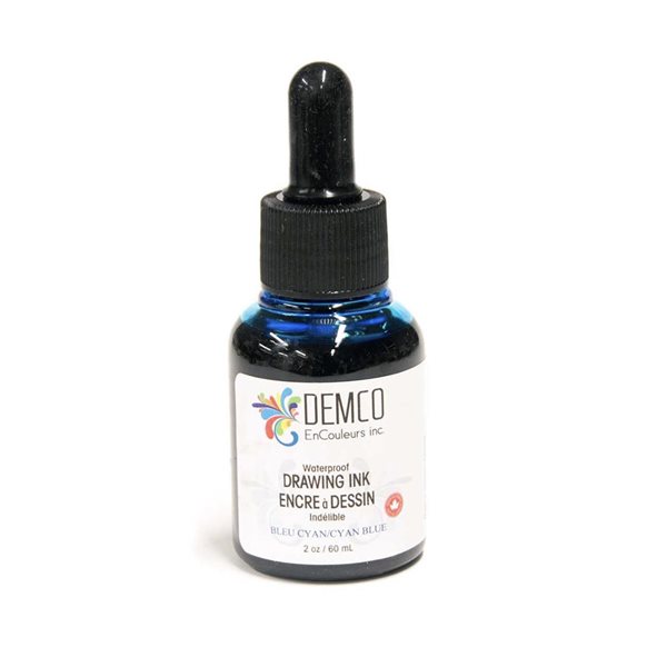 Encre à dessin imperméable Demco 60 ml - Cyan