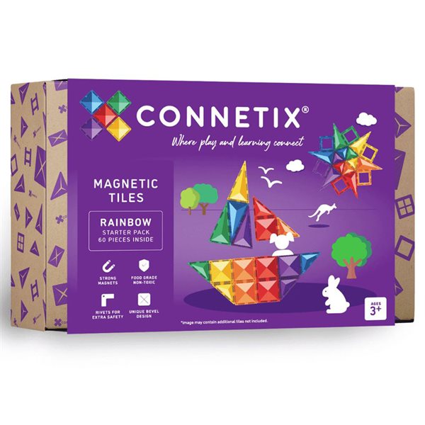 Connetix Ensemble de démarrage 60 pièces – Arc-en-ciel