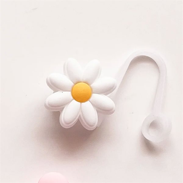 Straw Cover Cap Flower - White Daisy