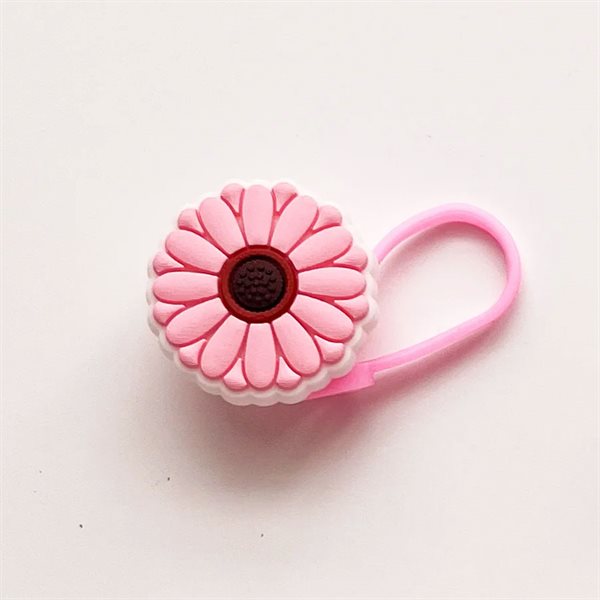 Straw Cover Cap Flower - Pink Daisy