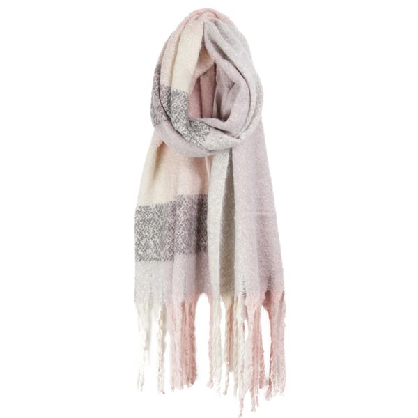 Winter Plaid Scarf Pink