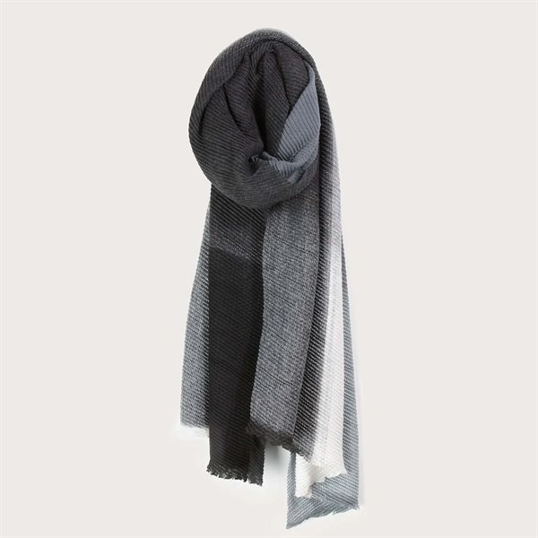 Color Block Rippled Scarf Grey