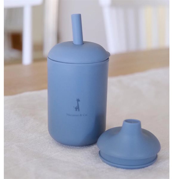 Silicone Cup With Straw & Spout - Majestic Blue