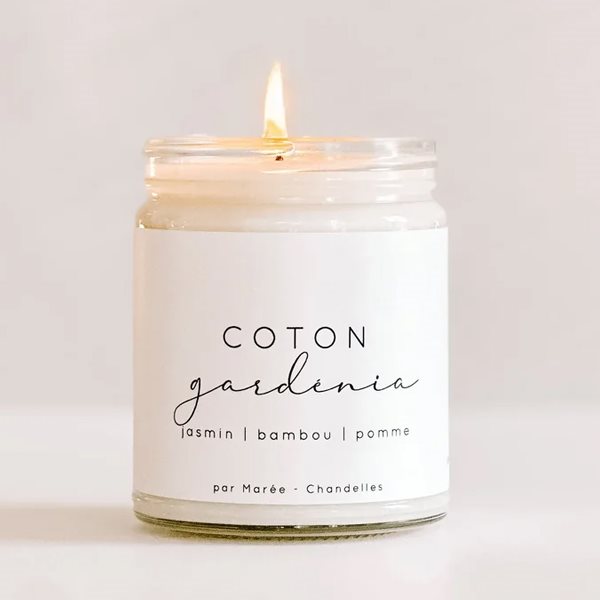 Bougie de soya Coton gardénia