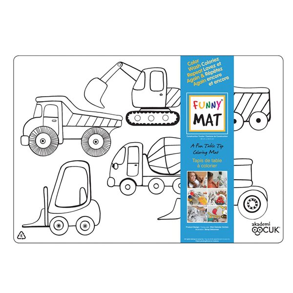 Coloring Mat - Construction Trucks