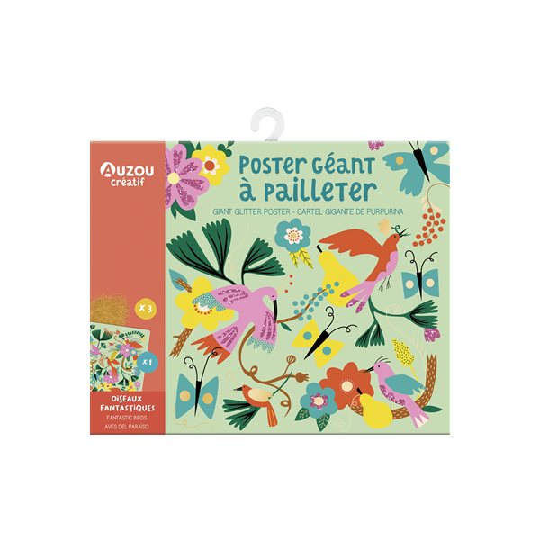 Oiseaux fantastiques : poster géant à pailleter