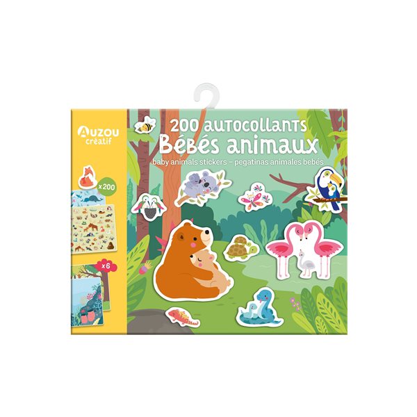 200 autocollants bébés animaux